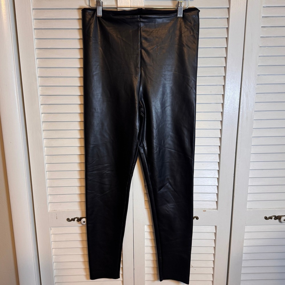 Joie Womens Black Faux Leather Leggings Moto‎ Biker Grunge Goth Maximalist SZ L